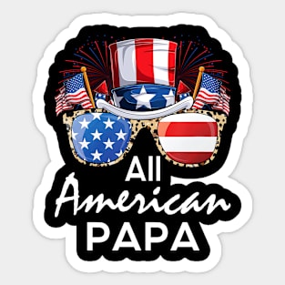 All American Papa 4th of July USA America Flag Sunglasses Sticker